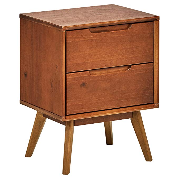 Rivet Mid-Century Stark 2-Drawer Nightstand, 24"H, Walnut