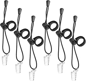 Cosmos 6 Pcs Backdrop Clips Clamps, Background Muslin String Clips Holder Photography Cloth Clip Adjustable Elastic Nylon Photo Clips for Photo Video Studio, Black