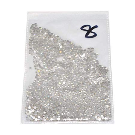 2880pcs 2.5mm SS8 Clear Rhinestones Flat Back Nail Crystals for Nail Art Round Flatback Glass Gems Stones Beads for Nails Decoration Crafts Eye Makeup Clothes Shoes (SS8, Clear)