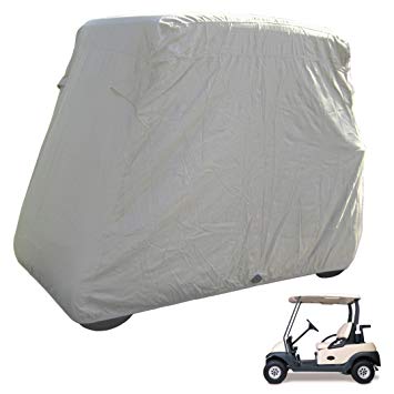 Deluxe 2 Seater Golf Cart Cover roof up to 58" (Grey, Taupe, Green, or Black), or Reversible Golf Cart Seat and Back Cover, Black and Taupe