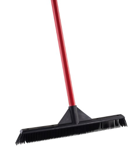 Rubber Broom RAVMAG LIGHTWEIGHT - Slanted Side Soft Rubber Bristles for Cleaning along walls and Furniture - Sucks up Dust and picks up Pelt and Hair - Lightweight and Exceptionally Durable - Perfect for cleaning hardwood vinyl carpet cement tile and windows - Water Resistant and Scratch free bristles - Maximum Satisfaction Guarantee