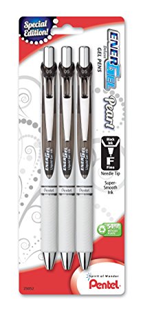 Pentel EnerGel Pearl Deluxe RTX Liquid Gel Pen, 0.5mm, Fine Line, Needle Tip (BLN75WBP3A)