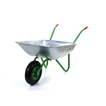Marko Tools Green 65L Metal Heavy Duty Galvanised Wheelbarrow 12" Pneumatic Inflatable Tyre Garden