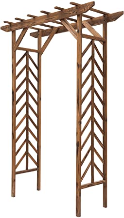 Outsunny Fir Wood Garden/Backyard Arbor Trellis with Pergola Style Roof, Perfect for Vines & Other Plants