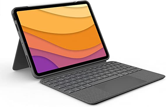 Logitech Combo Touch iPad Air (4th, 5th gen - 2020, 2022) Keyboard Case - Detachable Backlit Keyboard with Kickstand, Click-Anywhere Trackpad, Smart Connector, QWERTY UK/US Layout - Grey