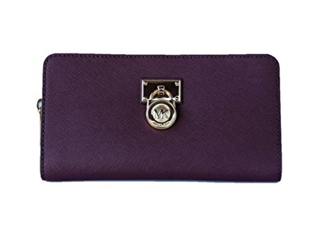 Michael Kors Hamilton Traveler Saffiano Leather Large Zip Around Wallet - Plum