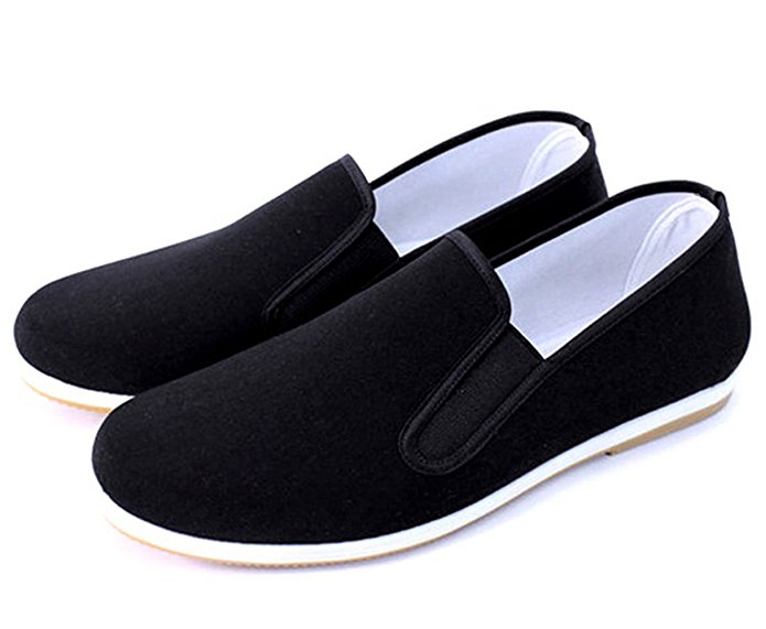 Aircee (TM) Men Chinese Traditional Old Beijing Shoes Bruce Lee Kung Fu Tai Chi Rubber Sole Shoes Black