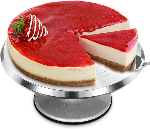 12'' Cake Stand, Cake Spinner Cake Decorating Supplies, Round Decorating Turntable Revolving Aluminum Table Holder Baking Display Tray Plate Tools Accessories for Birthday Wedding Party