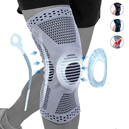 NEENCA Professional Knee Brace Compression Sleeve,Elastic Knee Wraps with Silicone Gel & Spring Support,Medical Grade Silicone Knee Protector for Meniscus Tear Arthritis Sports Men Women