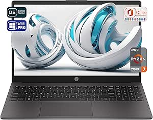 HP Ordinateur portable professionnel 255 G10 avec AMD Ryzen 7 7730U, 32 Go de RAM DDR4, SSD PCIe 1 To, écran IPS FHD 15,6", graphique AMD Radeon, clavier QWERTZ, Windows 11 Pro, Office 2021,