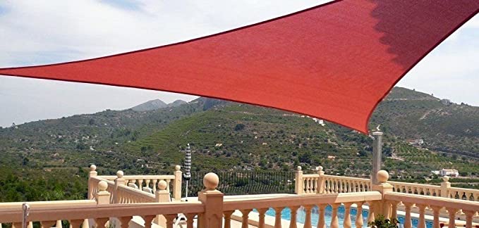 Petra's 20 Ft. X 20 Ft. X 20 Ft. Triangle Terracotta Sand Sun Sail Shade. Durable Woven Outdoor Patio Fabric w/ Up To 90% UV Protection. 20x20x20 Foot.