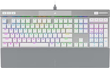 Corsair K70 PRO RGB Optical-Mechanical Gaming Keyboard - OPX Linear Switches, PBT Double-Shot Keycaps, 8,000Hz Hyper-Polling, Magnetic Soft-Touch Palm Rest - NA Layout, QWERTY - White