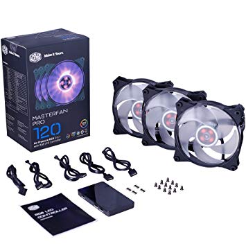 Cooler Master MFY-P2DC-153PC-R1 MasterFan Pro 120 Air Pressure RGB- 120mm Static Pressure RGB Case Fan, 3 in 1 with RGB LED Controller, Computer Cases CPU Coolers and Radiators