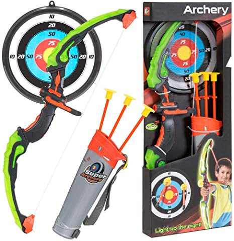 KiiToys Bow & Arrow Toy Set for Kids, Archery Bow 32" Long, Suction Arrow 22", Pretend Play, Soft Power Safe Children Game Set