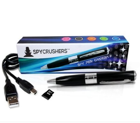 SpyCrushers Spy Pen Camera - Hidden Camera Pen 720p HD Video Recorder - Free 8GB SD Card - Money Back Guarantee