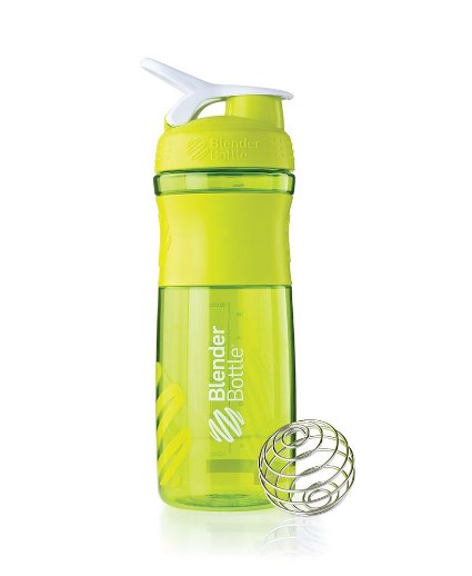 BlenderBottle SportMixer Tritan Grip Shaker Bottle, Green/White, 28-Ounce