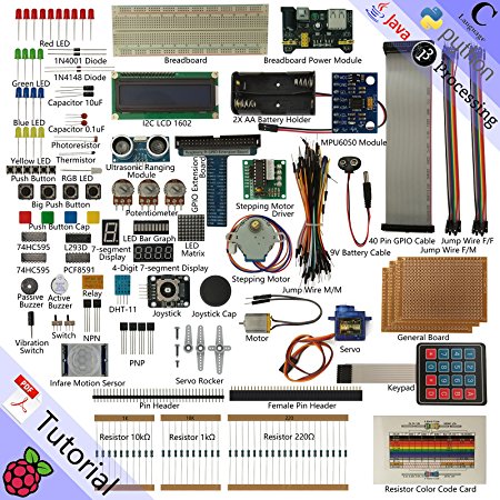 Freenove Ultimate Starter Kit for Raspberry Pi | Beginner Learning | Model 3B, 2B, B  | Python, C, Java, Processing | 57 Projects, 401 Pages Detailed Tutorials, 220  Components