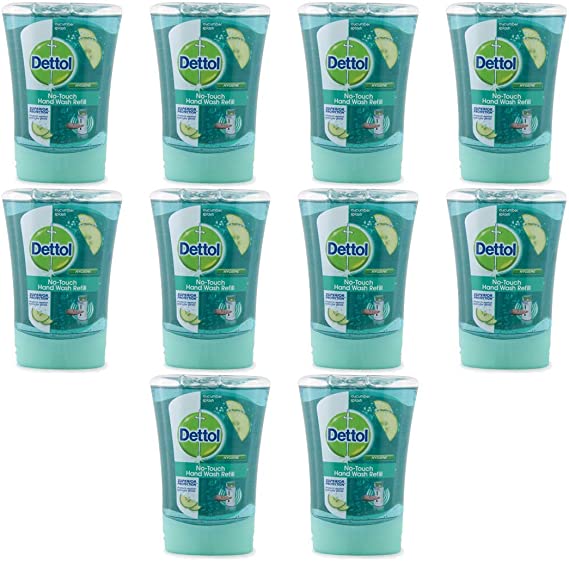 Dettol No-Touch Hand Wash Refill | Hydrating Cucumber Splash 250ml x 10 | Free UK Delivery