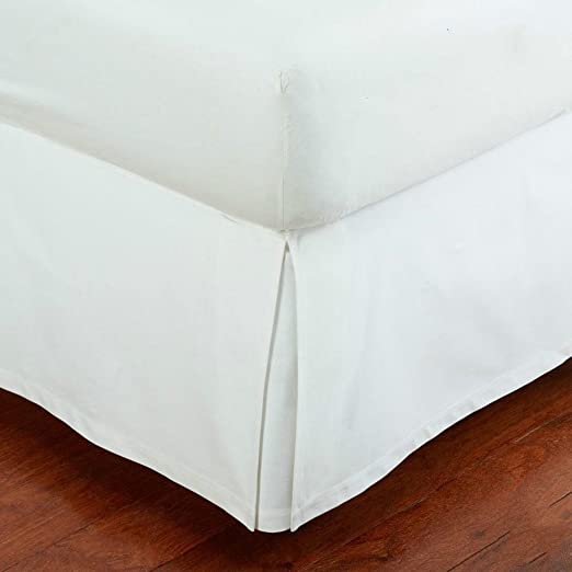 Mk Collection Solid Pleated Bed Skirt (White, Full)