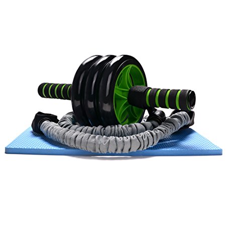 ODOLAND AB Roller with Resistant Band and Knee Pad - Training Exercise Equipment for Pro Abdominal Workout