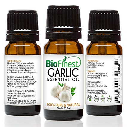 Biofinest Garlic Essential Oil - 100% Pure Organic Therapeutic Grade - Best For Aromatherapy & Massage - A Natural Healing Agent - FREE E-Book (10ml)