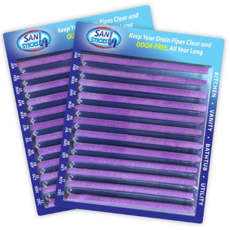 Sani Sticks, the Superior Odor Killer and Drain Cleaner Solution, Lavender Scent - 24 Pack