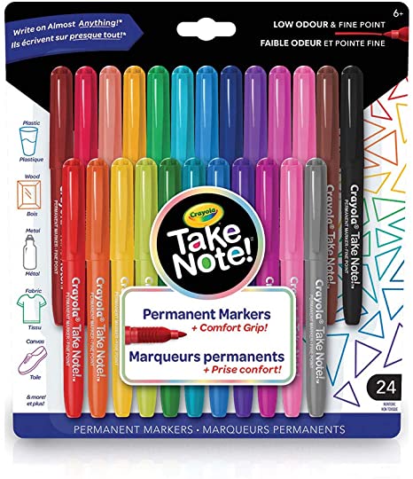 Crayola Take Note! Permanent Markers 24 Count Arts & Crafts