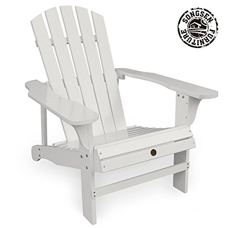 Songsen Fashion Outdoor Wood Adirondack Chairs/Muskoka Chair Patio Deck Garden Furniture (Adult,White)