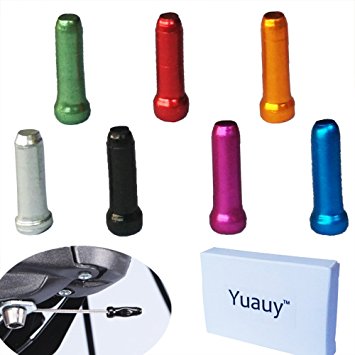 Yuauy (Total 70 PCs) Cable End Crimps 1.8 mm Alloy Road Mountain Bicycle Bike Brake Tips Shifter 10 PCs For Each Color OF Red Black Gold Silver Green Blue Purple