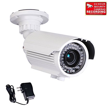 VideoSecu Zoom 700TVL Built-in 1/3'' Sony Effio CCD Bullet Security Camera High Resolution Day Night Outdoor 42 IR Infrared LEDs Varifocal Lens Camera for CCTV DVR with Free Power Supply A09