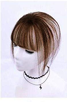 Ugeat Three-dimensional bangs Fringe Clip in Hair Extensions Dark Brown #2 One Piece Striaght Air Fringe Hair Piece Accessories with Hair Temples