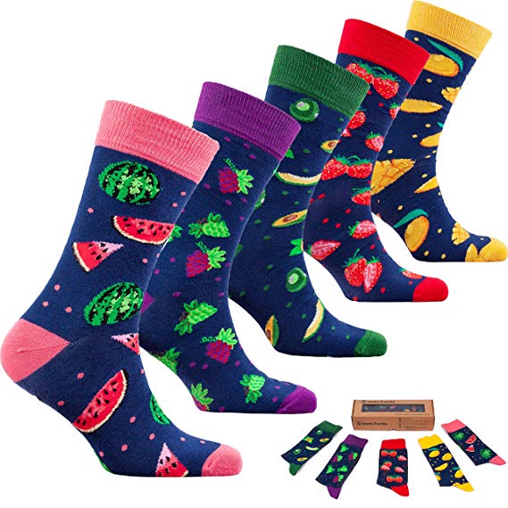 Socks n Socks-Mens 5pair Luxury Colorful Cotton Fun Novelty Dress Socks Gift Box