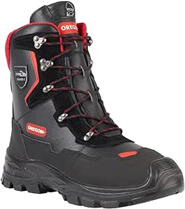 Oregon Yukon Klasse 1 Kettensägen-Schnittschutzstiefel aus Leder, Stahlkappen, wasserabweisende Anti-Statik-Sicherheits-Arbeitsstiefel, Größe 41 (7 UK, 8 US)