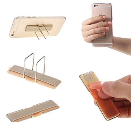 Elastic Finger Grip with Stand, Fone-Stuff® - Mobile Phone, iPhone. iPad Tablet and Kindle Holder in Gold