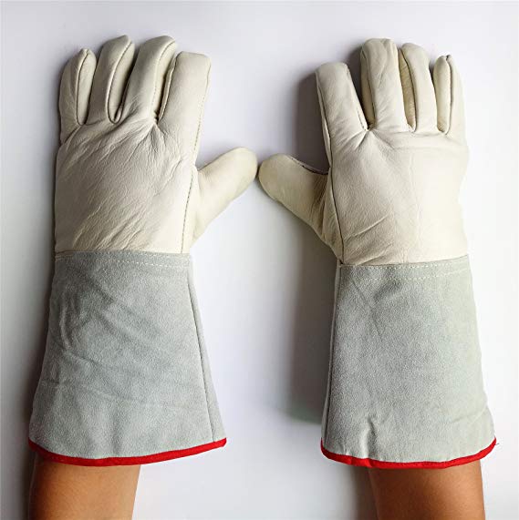 Inf-way Cryogenic Gloves Waterproof LN2 Liquid Nitrogen Protectiove Gloves Cold Storage Frozen Safety Working Gloves (White Small (13.78''/35CM))