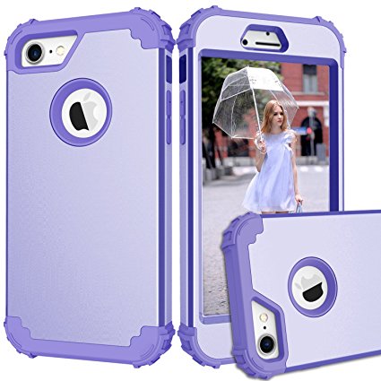 iPhone 7 Case, Hocase Snug Fit Heavy Duty Shockproof Hybrid Silicone Rubber Bumper Hard Shell Full-Body Protection Phone Case for 4.7-inch Apple iPhone 7 (2016) - Purple