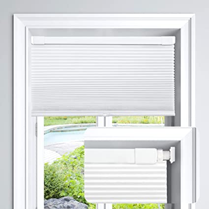 LazBlinds Cordless Cellular Shades No Tools No Drill Light Filtering Cellular Blinds for Window Size 31'' W x 64'' H, White