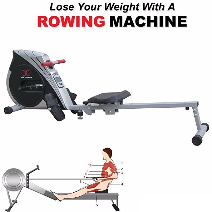 MAXSTRENGTH ® Magnetic Folding Rowing Machine Home Gym Rower Fitness Cardio