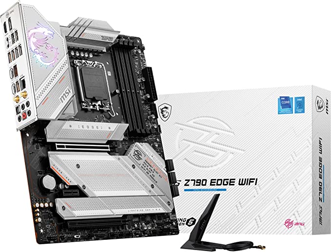 MSI MPG Z790 EDGE WIFI Motherboard ATX - Supports Intel Core 12/13th Gen Processors, LGA 1700, DDR5 Boost (7200 MHz/OC), 1 x PCIe 5.0 x16, 1 x PCIe 4.0 x16, 5 x M.2 Gen4, 2.5Gbps LAN, Wi-Fi 6E