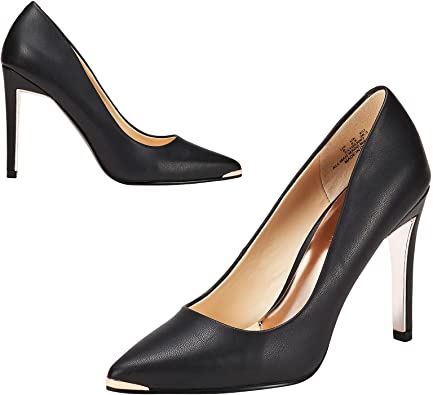 JENN ARDOR High Heels for Women Sexy Pointed Toe Stiletto Pumps 4inch Slip on Leather Classic Dress Office Shoes