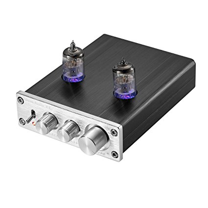 Nobsound HiFi 6J1 Vacuum Tube Preamplifier Stereo PreAmp Digital Treble&Bass Tone Control (Silver)