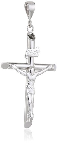 14k White Gold Polished Crucifix Charm