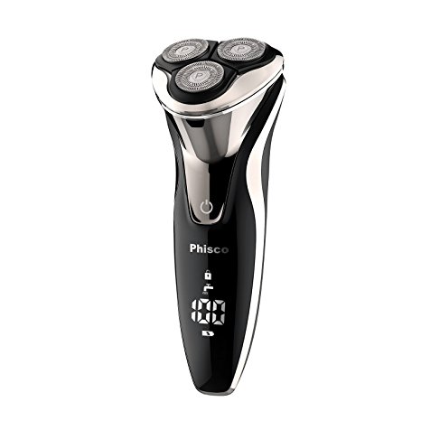 Phisco Electric Shaver Quick Charge Rotary Shaver Wet and Dry IPX7 Waterproof Electric Razor with Pop Up Trimmer Shavers for men