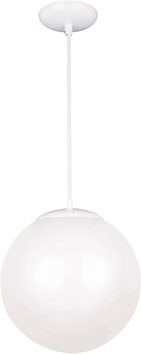 Sea Gull Lighting 6024-15 Leo Globe Pendant Hanging Modern Fixture, One - Light, White