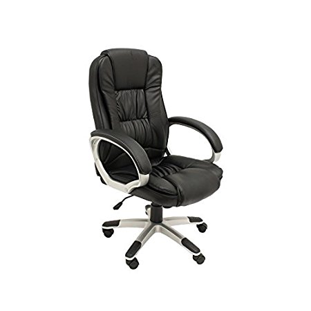 ALEKO ALC2216BL High Back Office Chair Ergonomic Computer Desk Chair Black PU Leather