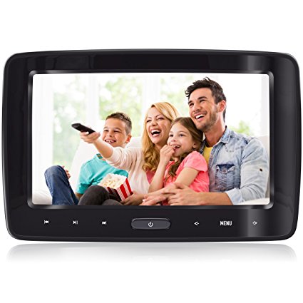 Headrest DVD Player Portable DVD Headrest Monitor For Car 1080P 10.1 Inch Big Screen With Digital Touch Button HDMI USB SD Port eRapta EHD101 Black