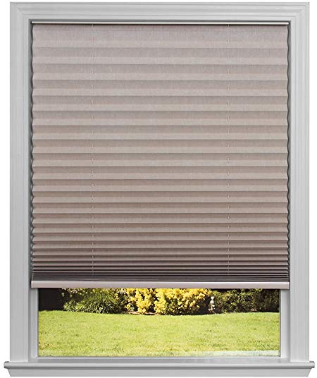 Easy Lift Trim-at-Home Cordless Pleated Light Blocking Fabric Shade Natural, 36 in x 64 in, (Fits windows 19"- 36")