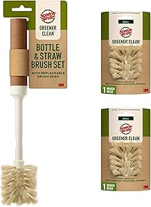 Scotch-Brite Greener Clean Bottle & Straw Brush Set with 2 Replaceable Bottle Brush Heads