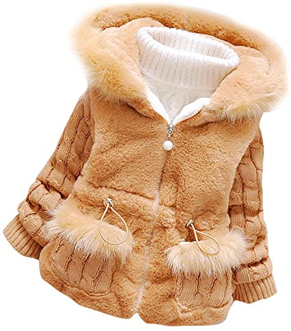 Ancia Baby Girls Infant Winter Knited Fur Outerwear Coats Snowsuit Jackets