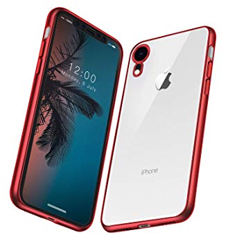 ANTTO Case for iPhone XR, Protective Clear Phone Case with Stylish Edge Slim Thin Transparent TPU Bumper Cover for iPhone XR (2018) - Red